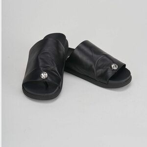 Vera pelle Italian Leather black slides
